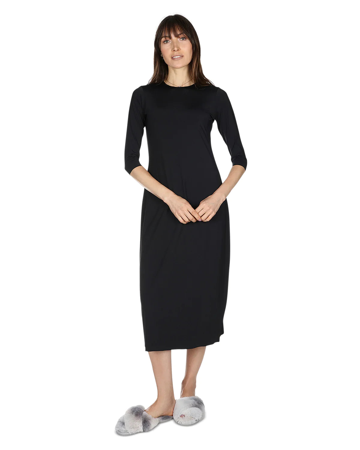 Womens Full Slip Modesty Layer Dress With Quarter Sleeves 42 Inch or 48 Inch Length Memoi