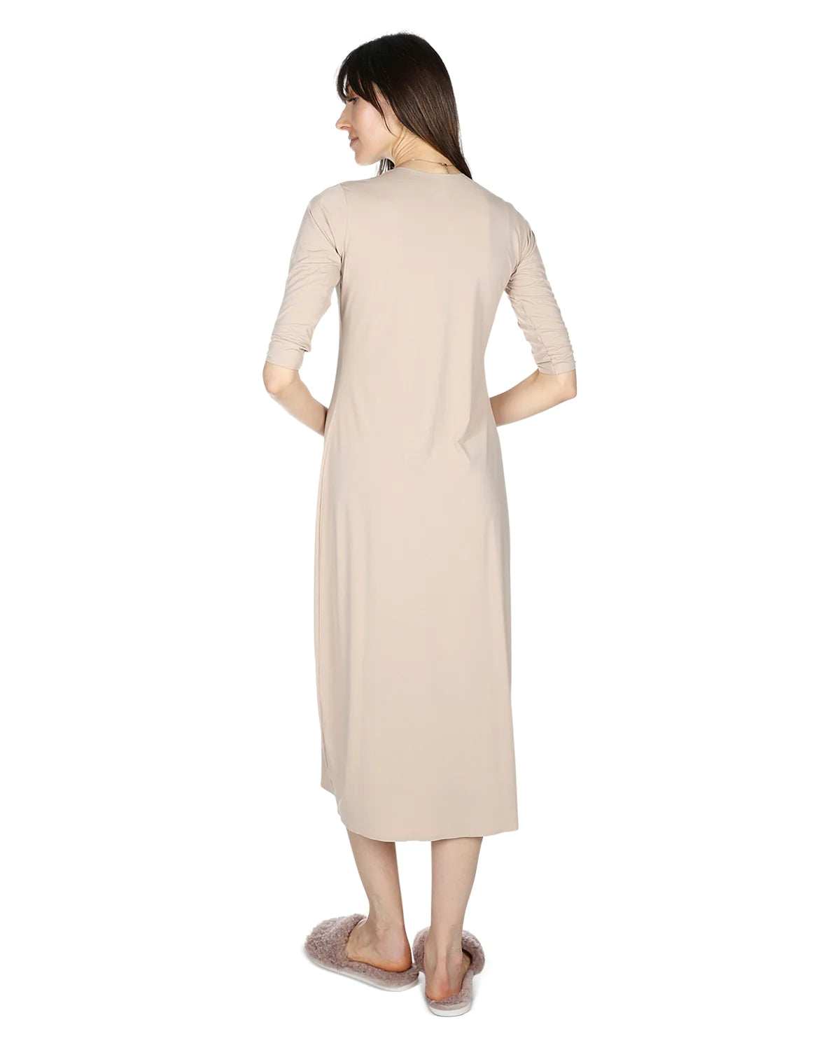 Womens Full Slip Modesty Layer Dress With Quarter Sleeves 42 Inch or 48 Inch Length Memoi