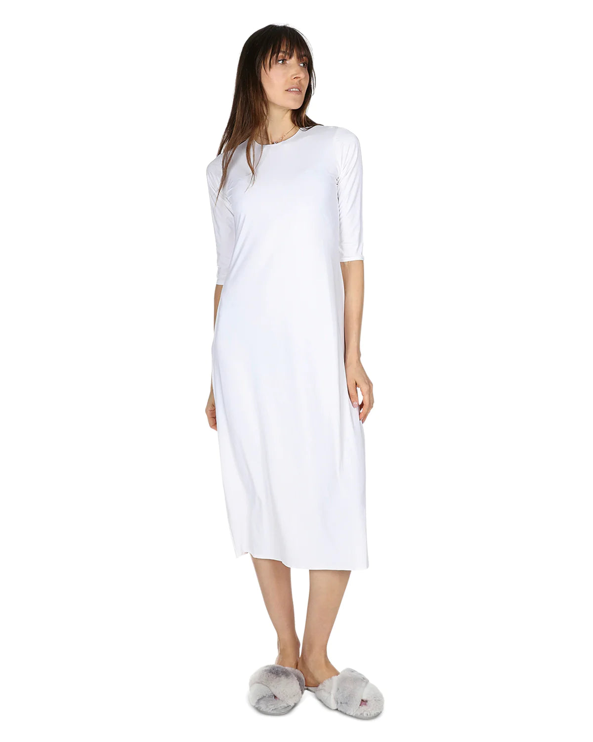 Womens Full Slip Modesty Layer Dress With Quarter Sleeves 42 Inch or 48 Inch Length Memoi