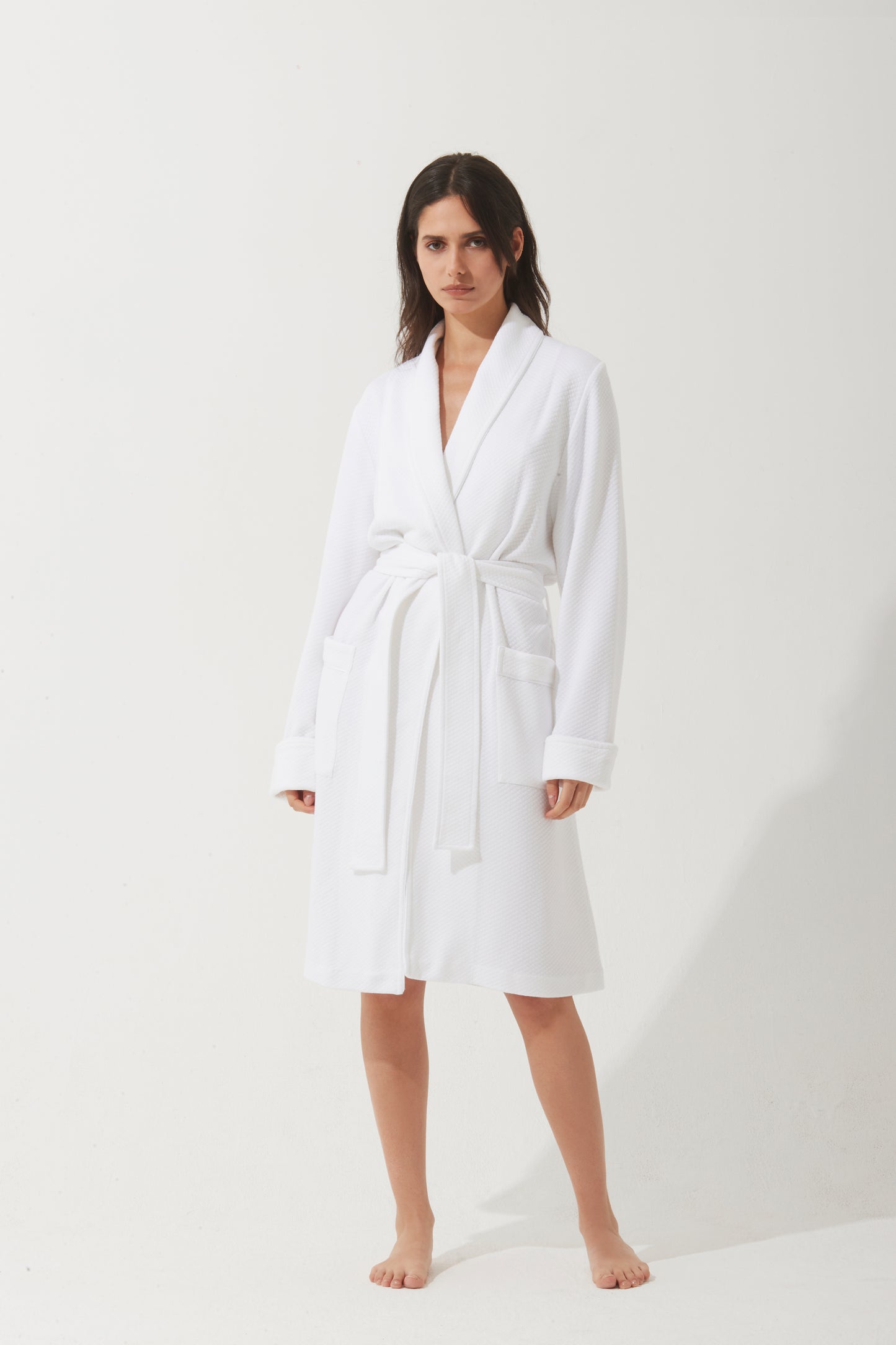 Pluto Womens Short Robe Long Sleeve Modal And Cotton Sofia