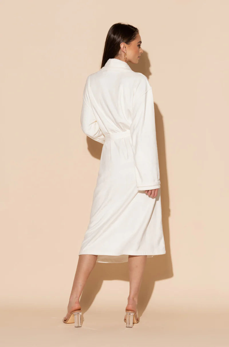 Wrap Up By VP Cream Long Robe