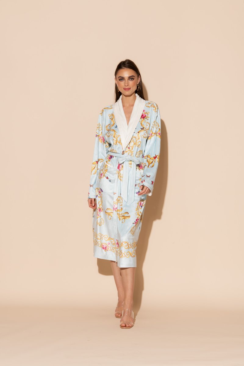 Wrap Up By VP Blue Butterflies Long Robe