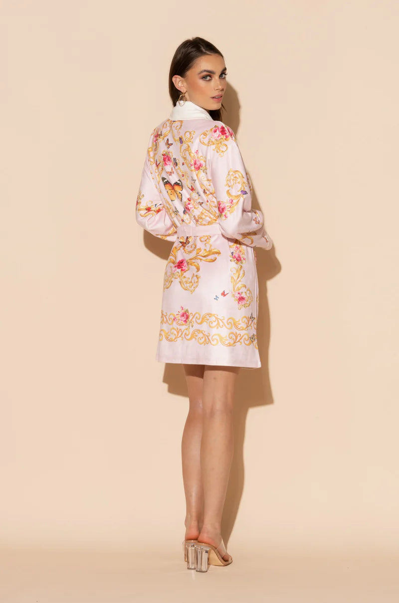 Wrap Up By VP Pink Butterflies Short Robe