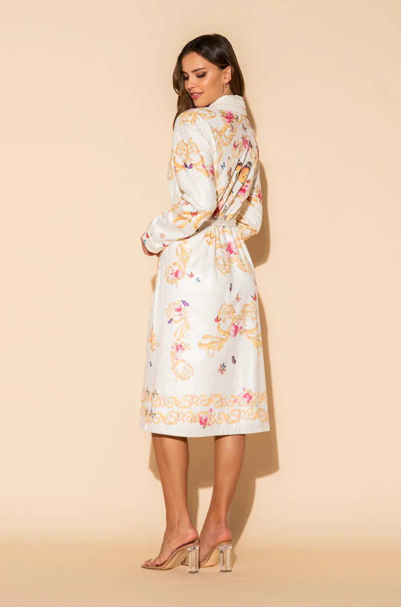 Wrap Up By VP White Butterflies Long Robe
