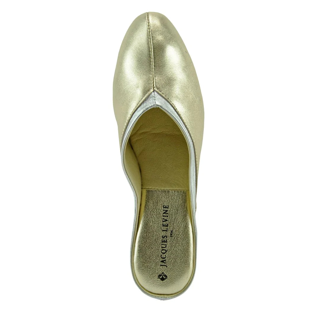 Jacques Levine Metallic Gold/Silver Luxury Slippers 4640