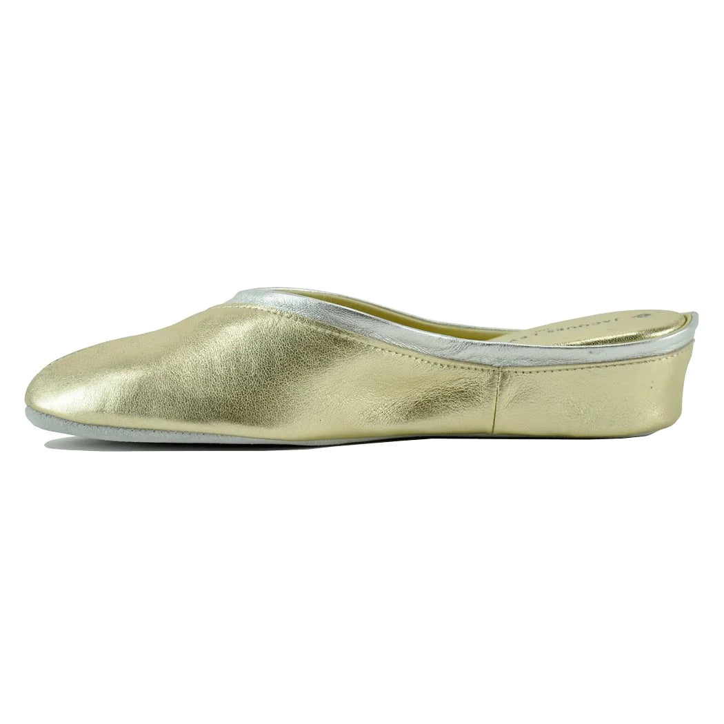 Jacques Levine Metallic Gold/Silver Luxury Slippers 4640