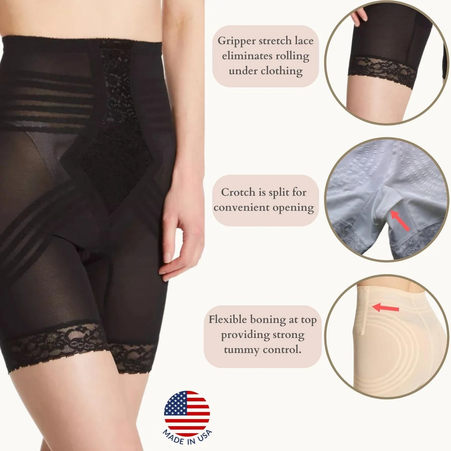 Rago High Waist Thigh Slimmer Firm Control Style 6209