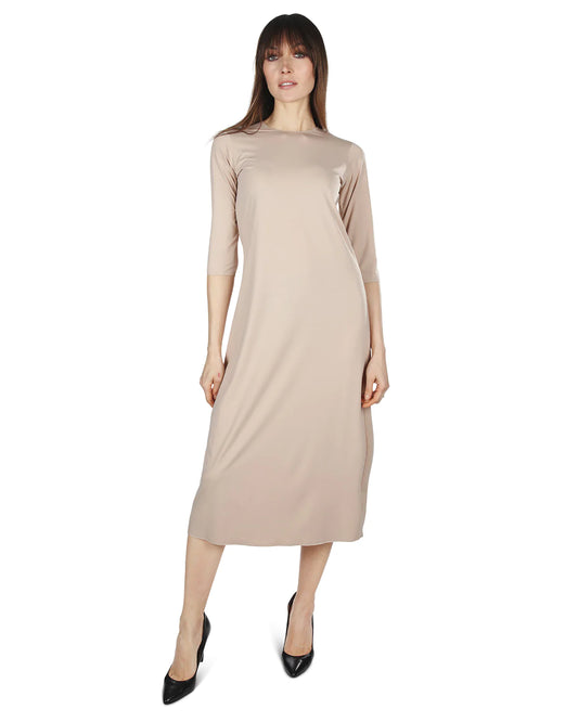 Memoi Womens Full Slip Modesty Layer Dress With Quarter Sleeves 42 Inch or 48 Inch Length