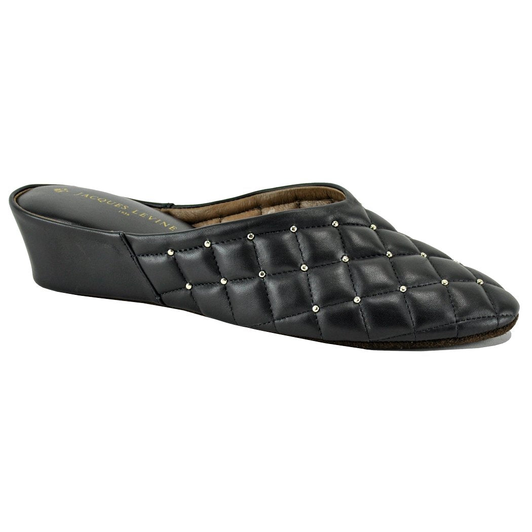 Jacques Levine Quilted With Studs Slippers 4640