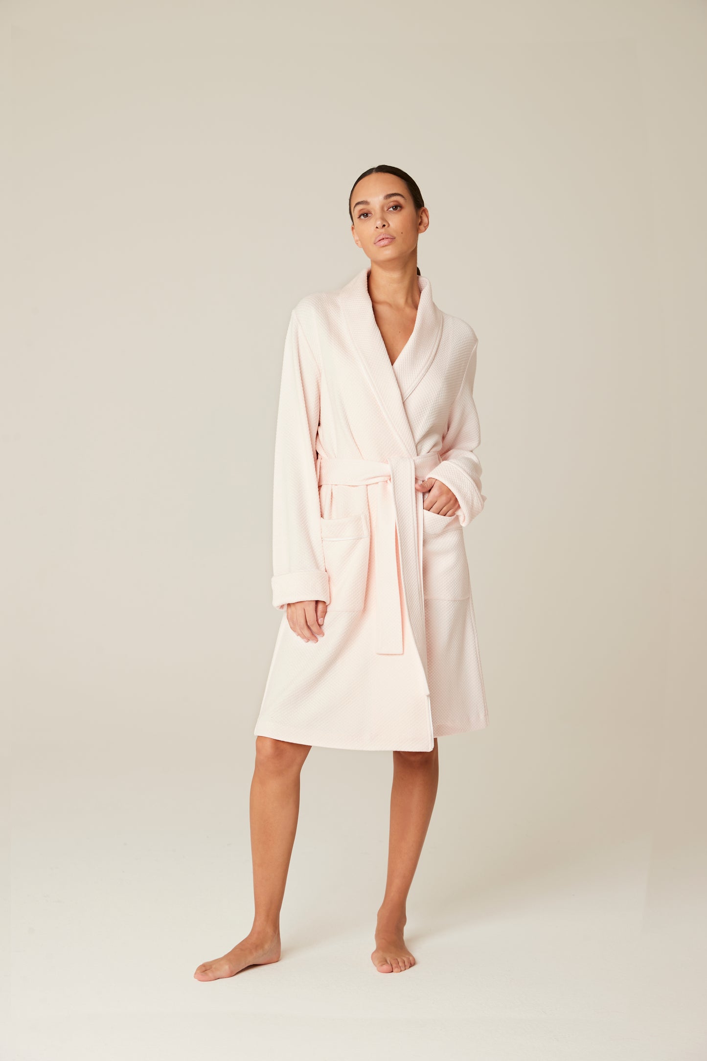 Pluto Womens Short Robe Long Sleeve Modal And Cotton Sofia