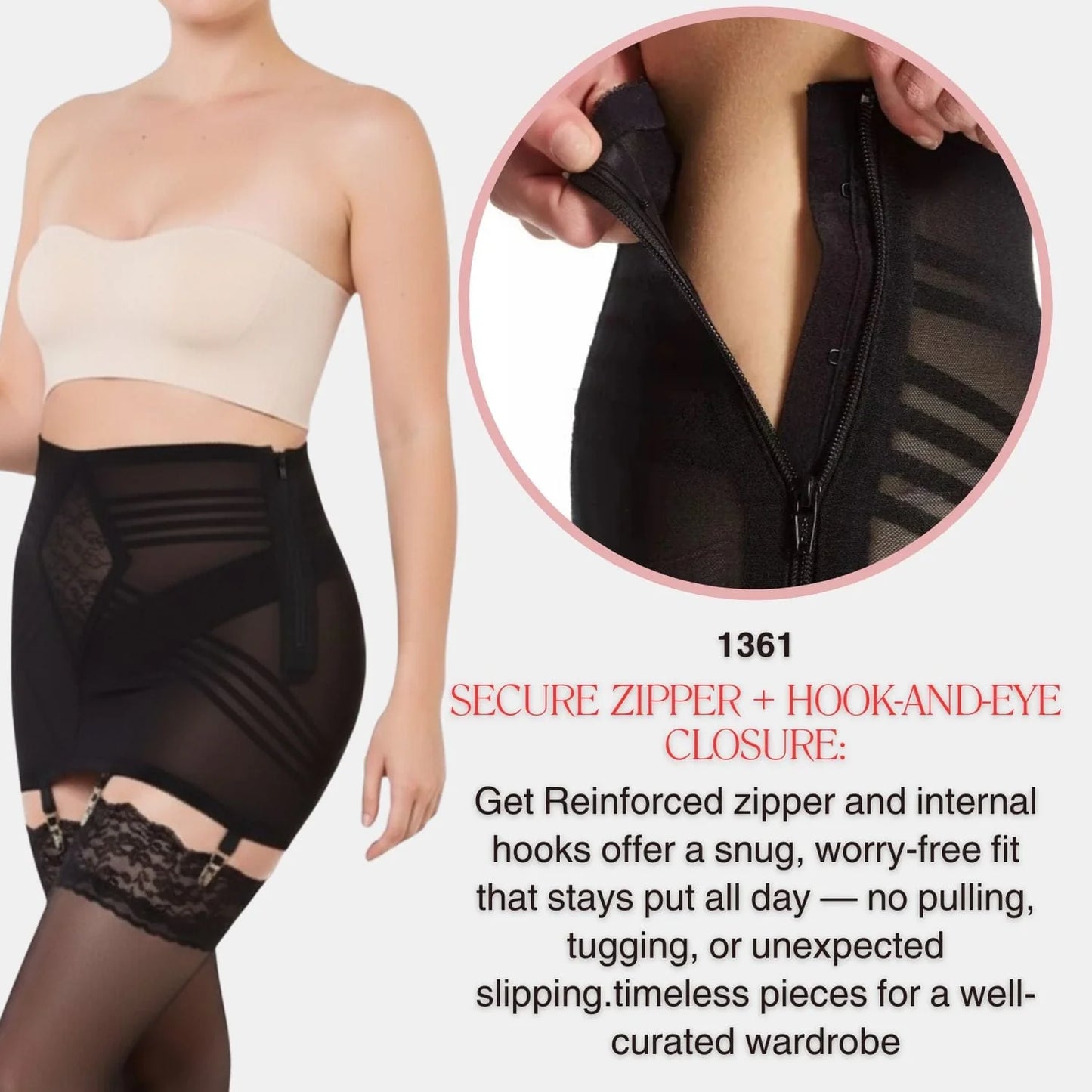 Rago Open Bottom Shaper Girdle With Side Zipper And Six Metal Garters Style 1361