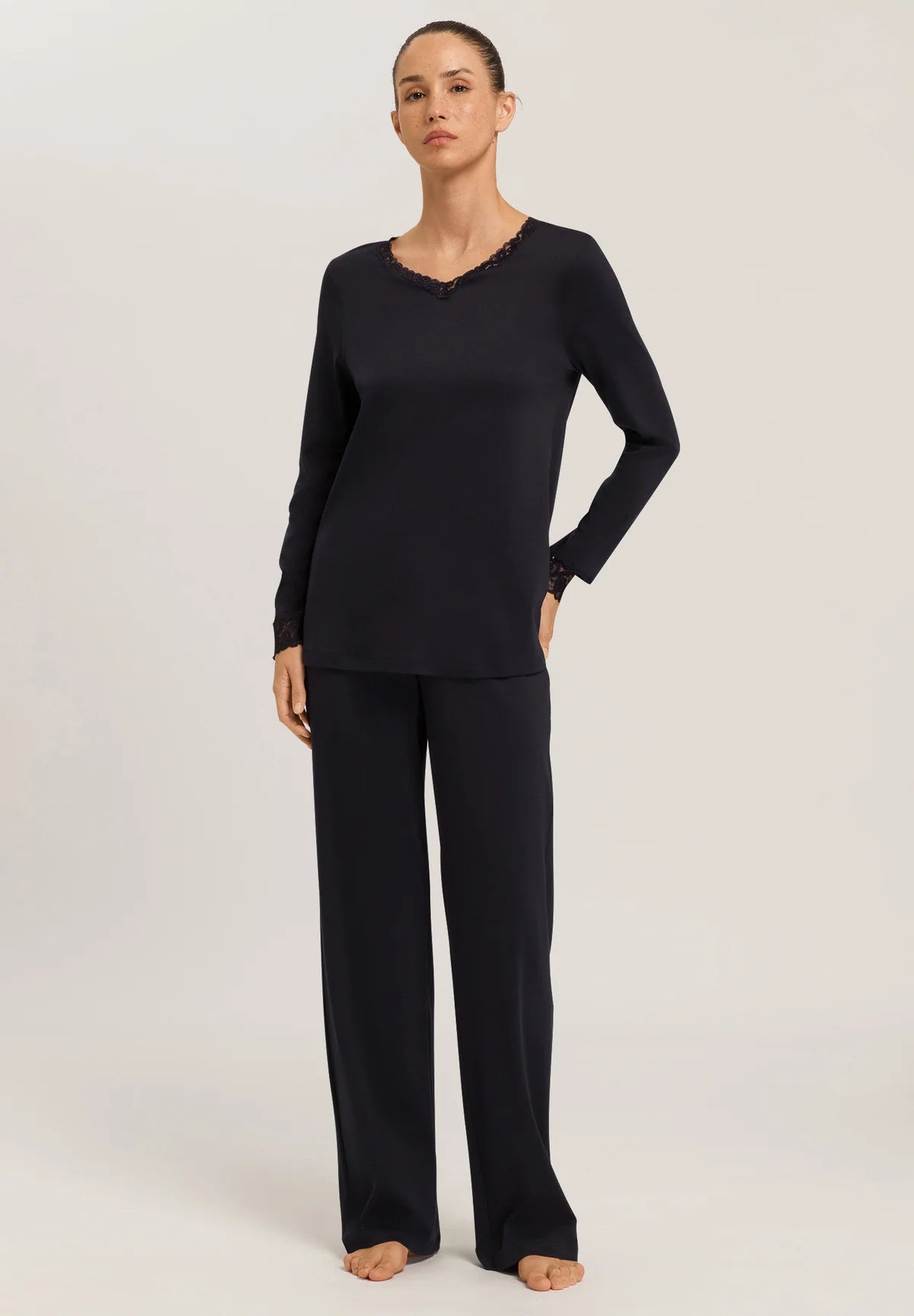 Hanro Moments Lace Trim Cotton Pajama Set