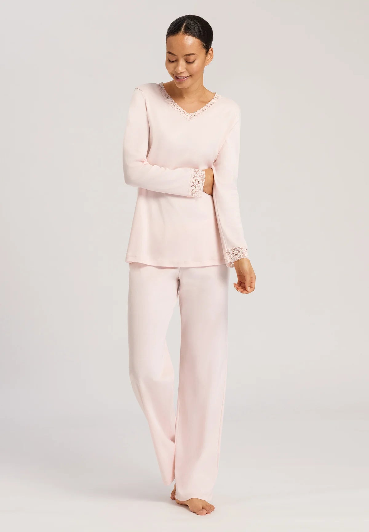 Hanro Moments Lace Trim Cotton Pajama Set