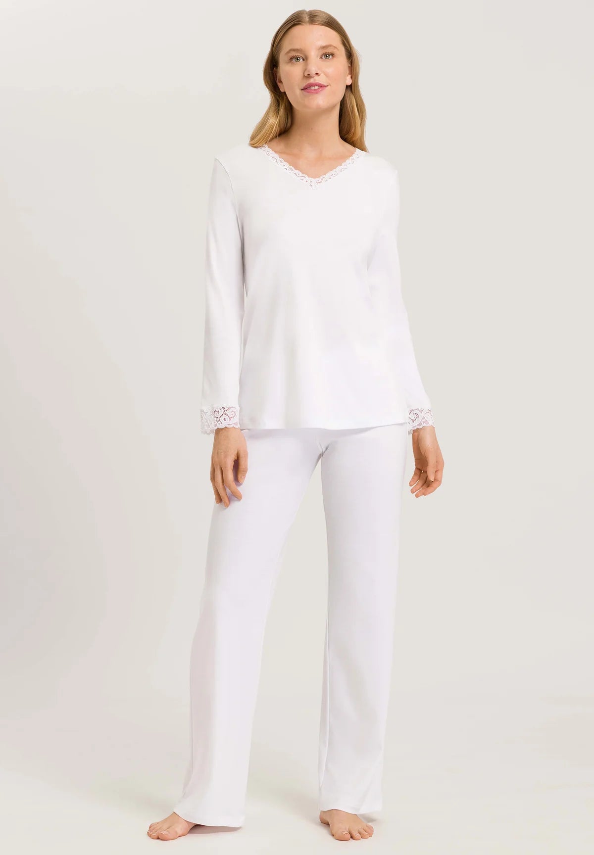 Hanro Moments Lace Trim Cotton Pajama Set
