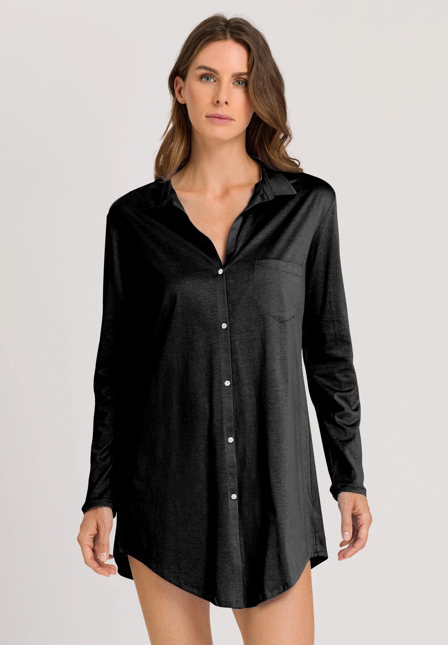 Hanro Cotton Sleepshirt With Button Front Style 77958 Cotton Deluxe