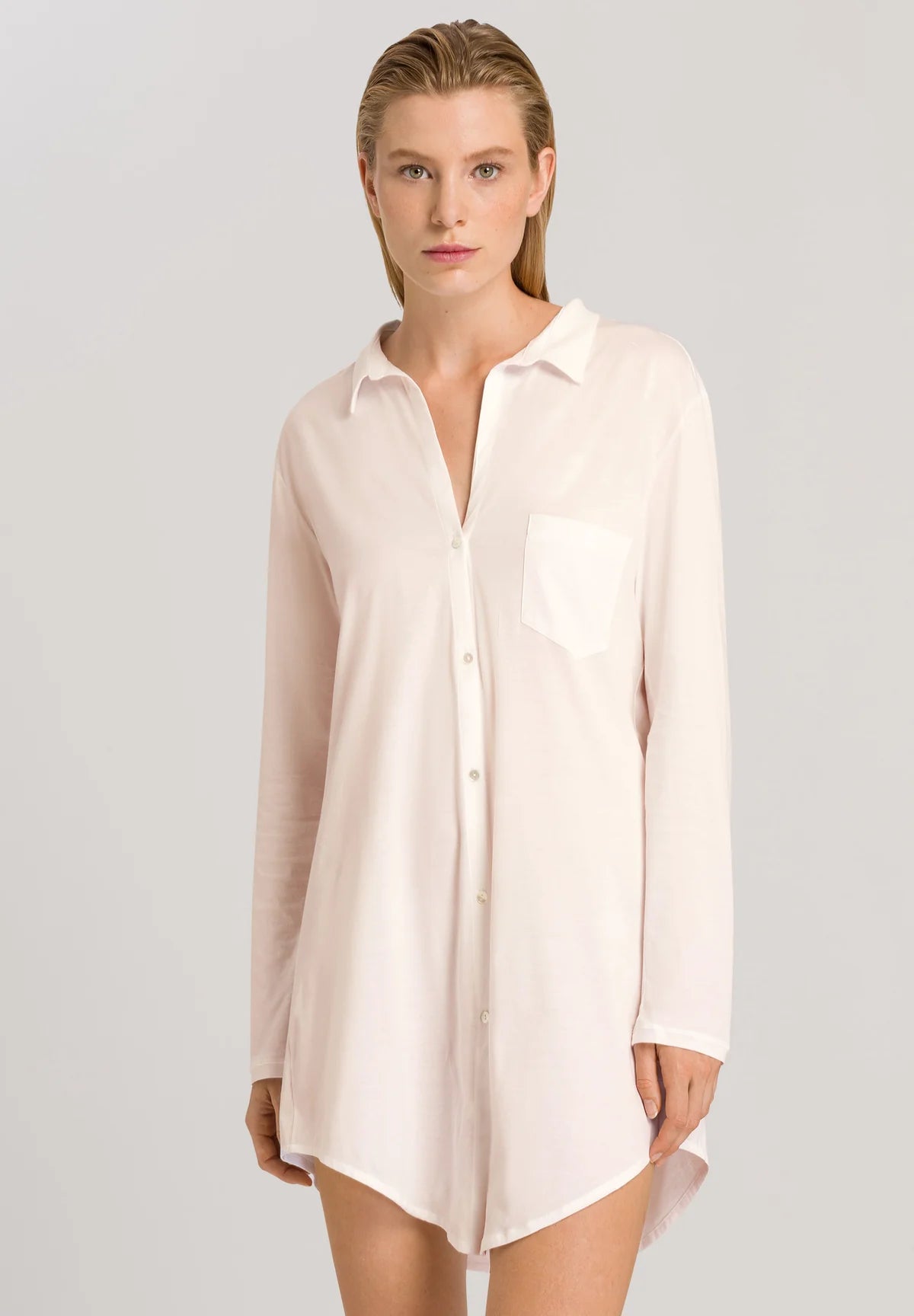 Hanro Cotton Sleepshirt With Button Front Style 77958 Cotton Deluxe