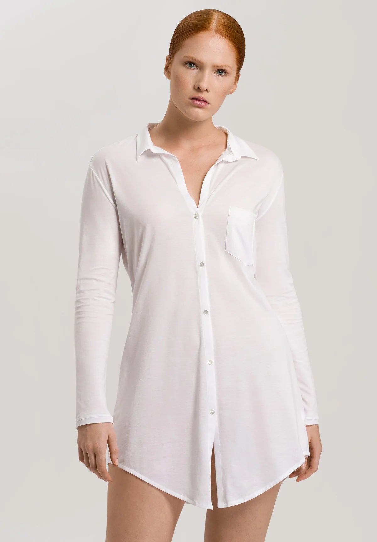 Hanro Cotton Sleepshirt With Button Front Style 77958 Cotton Deluxe