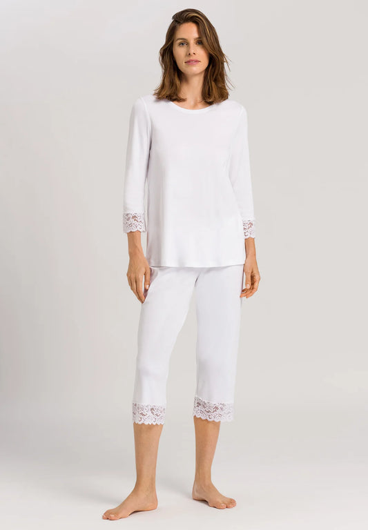 Hanro Moments 3/4 Sleeve Cropped Cotton Pajama Set