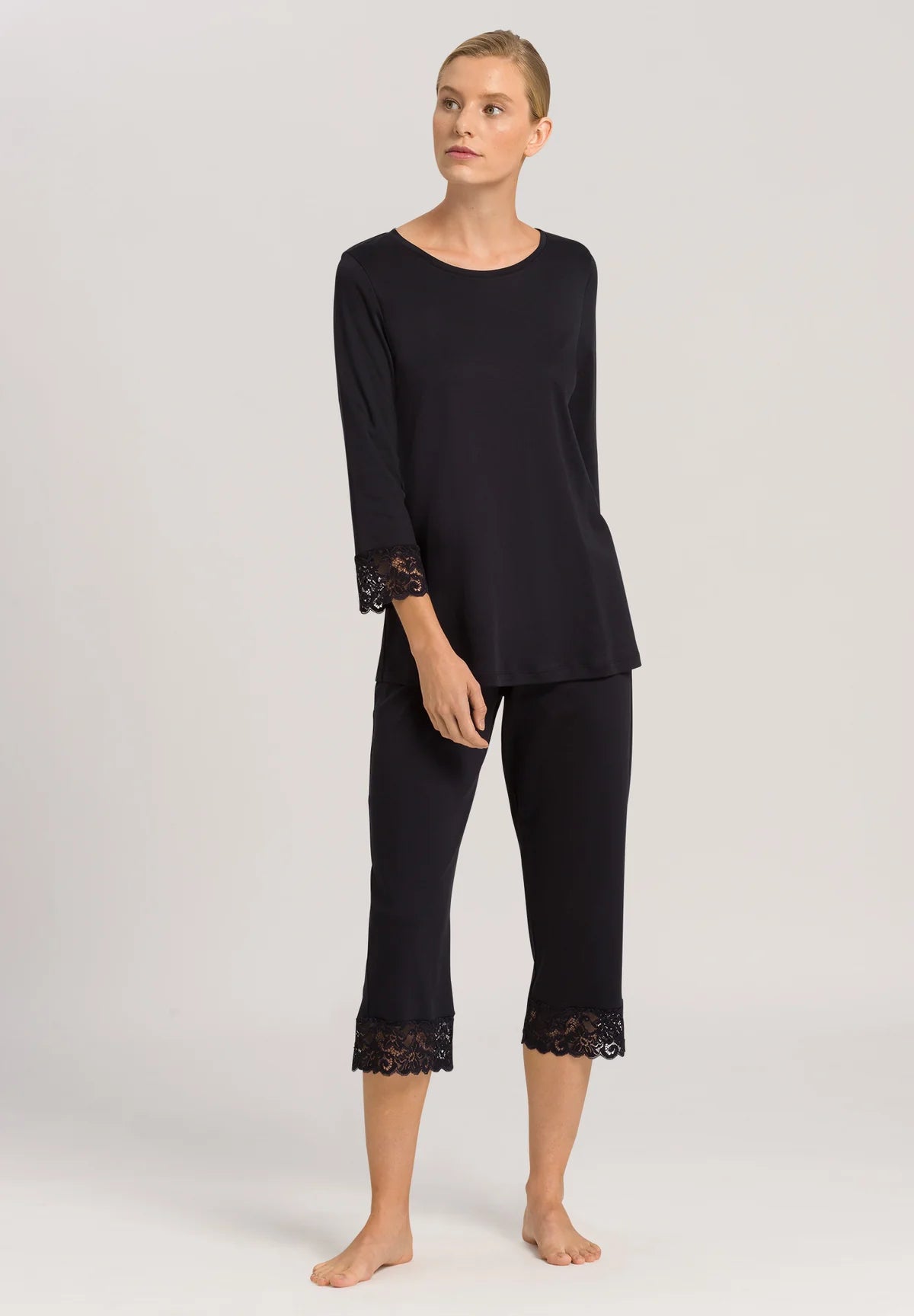 Hanro Moments 3/4 Sleeve Cropped Cotton Pajama Set