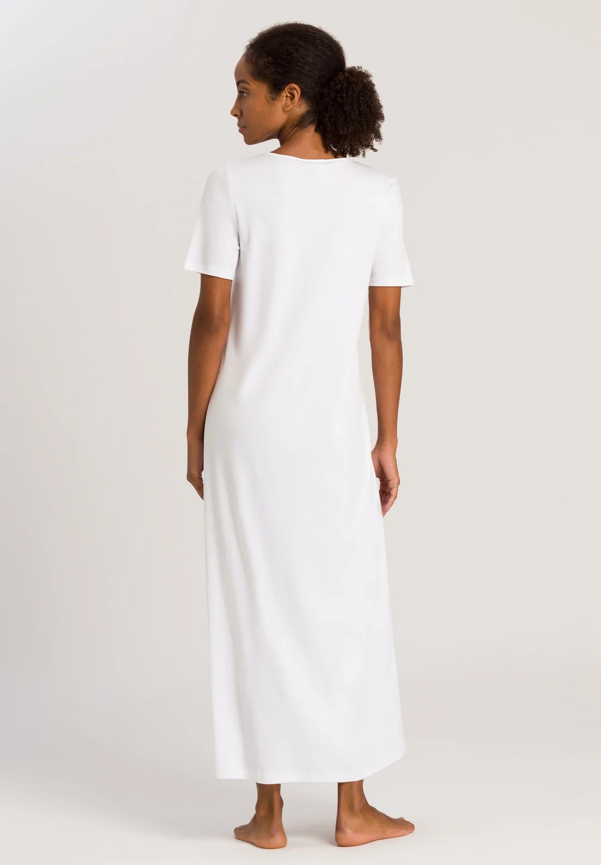 Hanro Moments Short Sleeve Lace Trim Cotton Nightgown