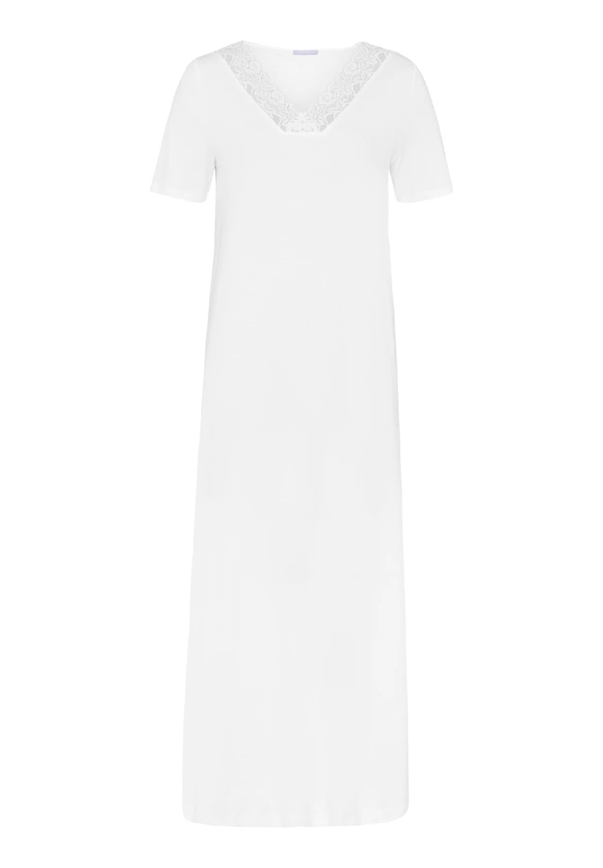 Hanro Moments Short Sleeve Lace Trim Cotton Nightgown