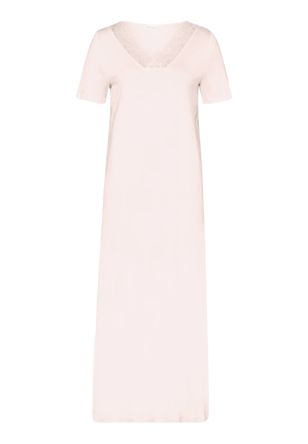 Hanro Moments Short Sleeve Lace Trim Cotton Nightgown