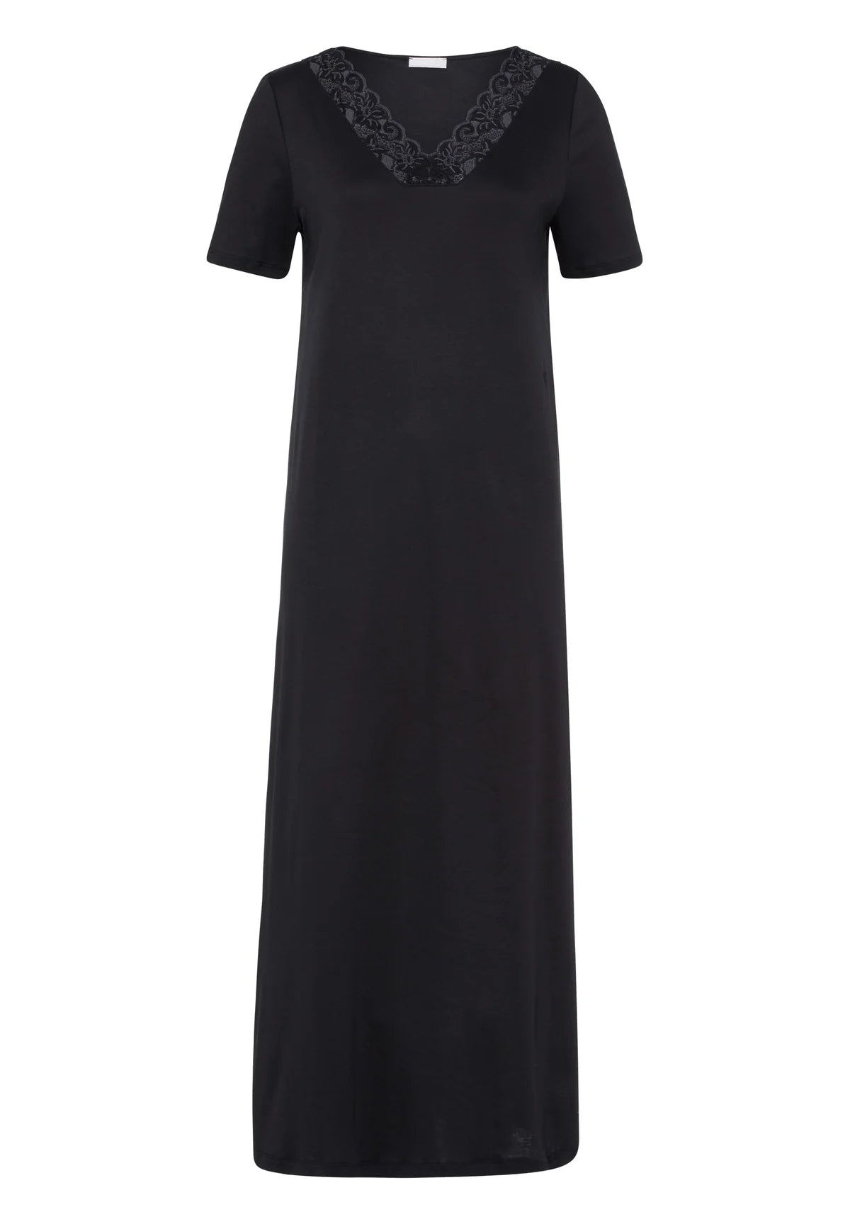 Hanro Moments Short Sleeve Lace Trim Cotton Nightgown