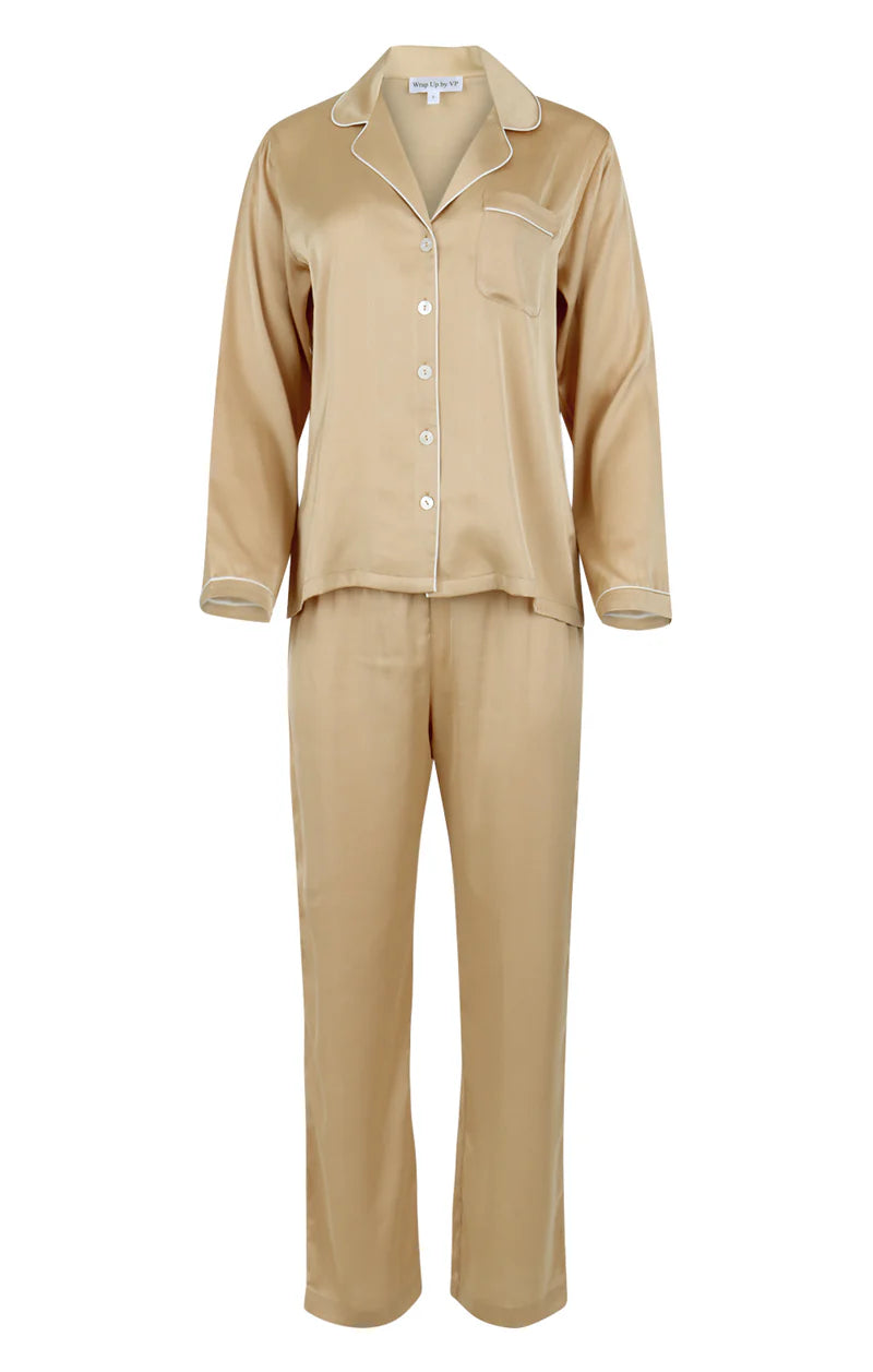Wrap Up By VP Champagne Long Sleeve Pajama Set