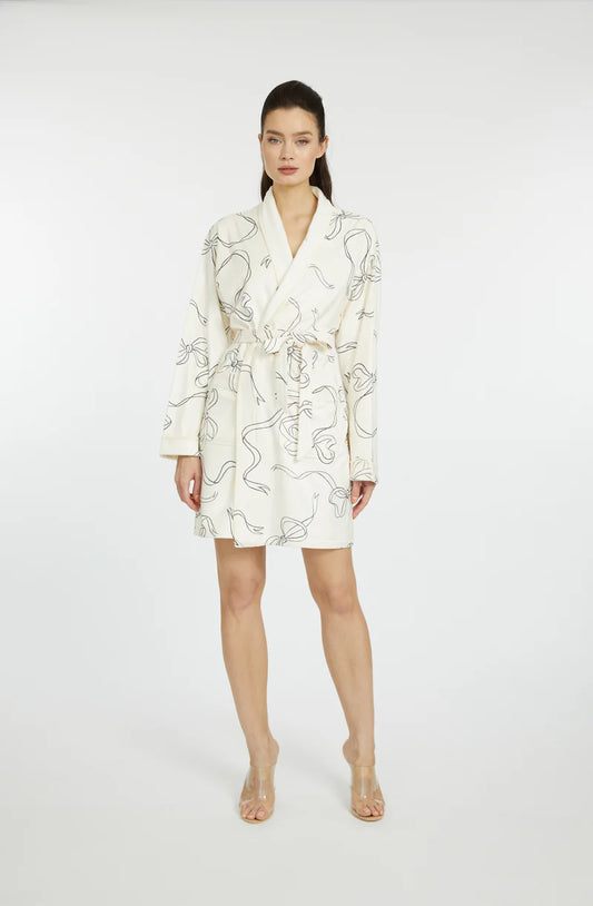 Wrap Up By VP Bow White Short Robe