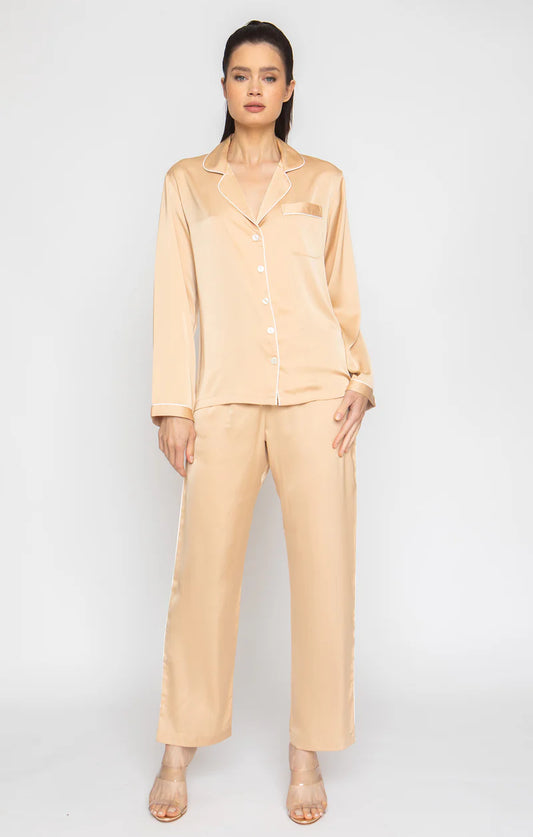 Wrap Up By VP Champagne Long Sleeve Pajama Set