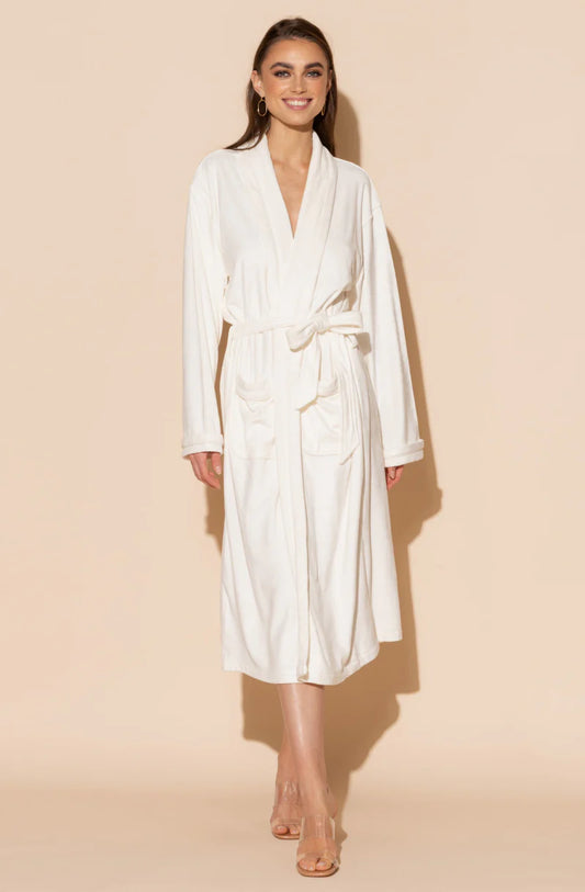 Wrap Up By VP Cream Long Robe