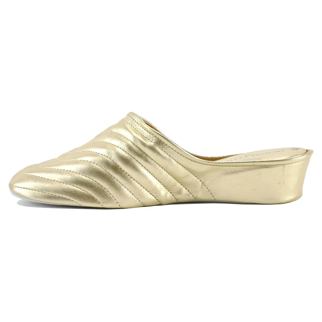 Jacques Levine Slippers 1221 Gold/Silver