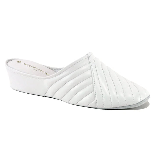 Jacques Levine Slippers 1221 White
