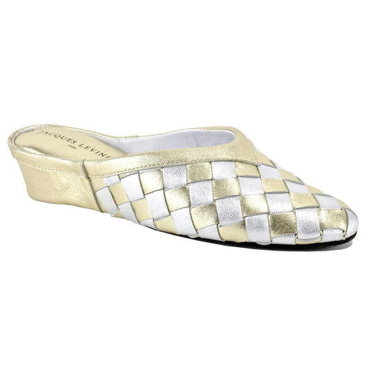 Jacques Levine Slippers Woven Gold/Silver