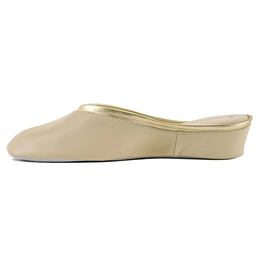 Jacques Levine Slippers 4640 Ivory/Gold