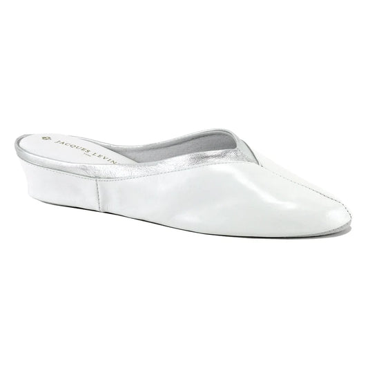 Jacques Levine Slippers 4640 White/Silver