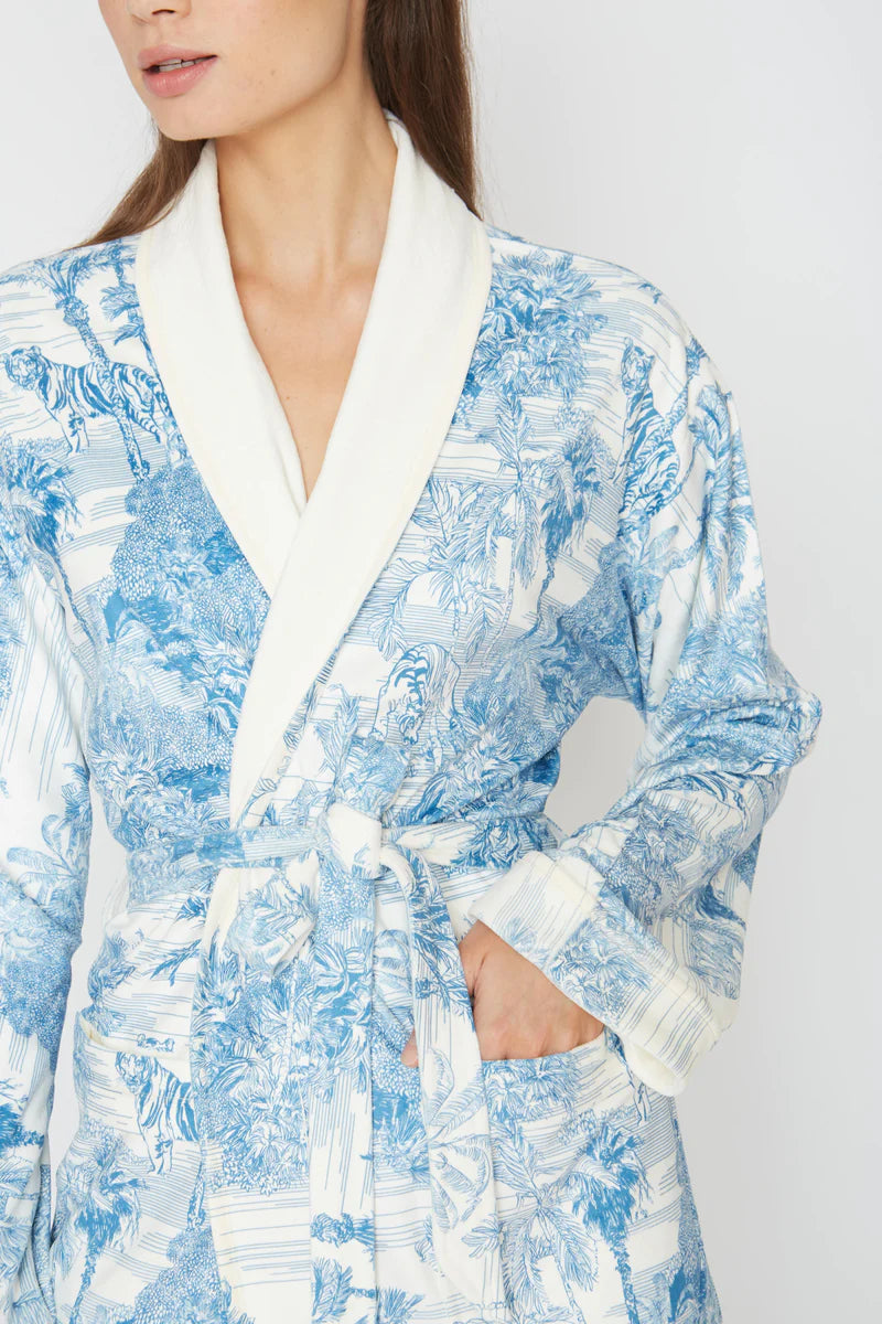 Wrap Up By VP Landscape Blue Long Robe – The Fitting Room
